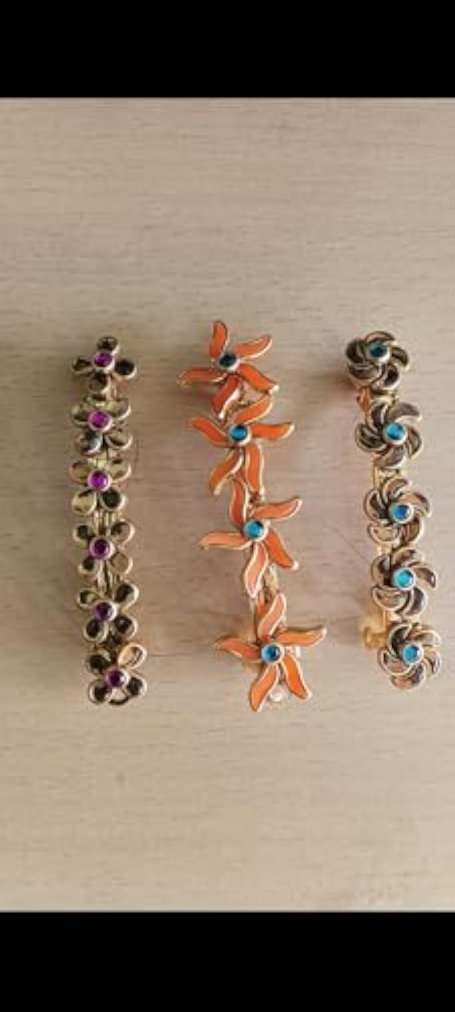 Fancy Stone Hair Clips Set of 3, Multicolour